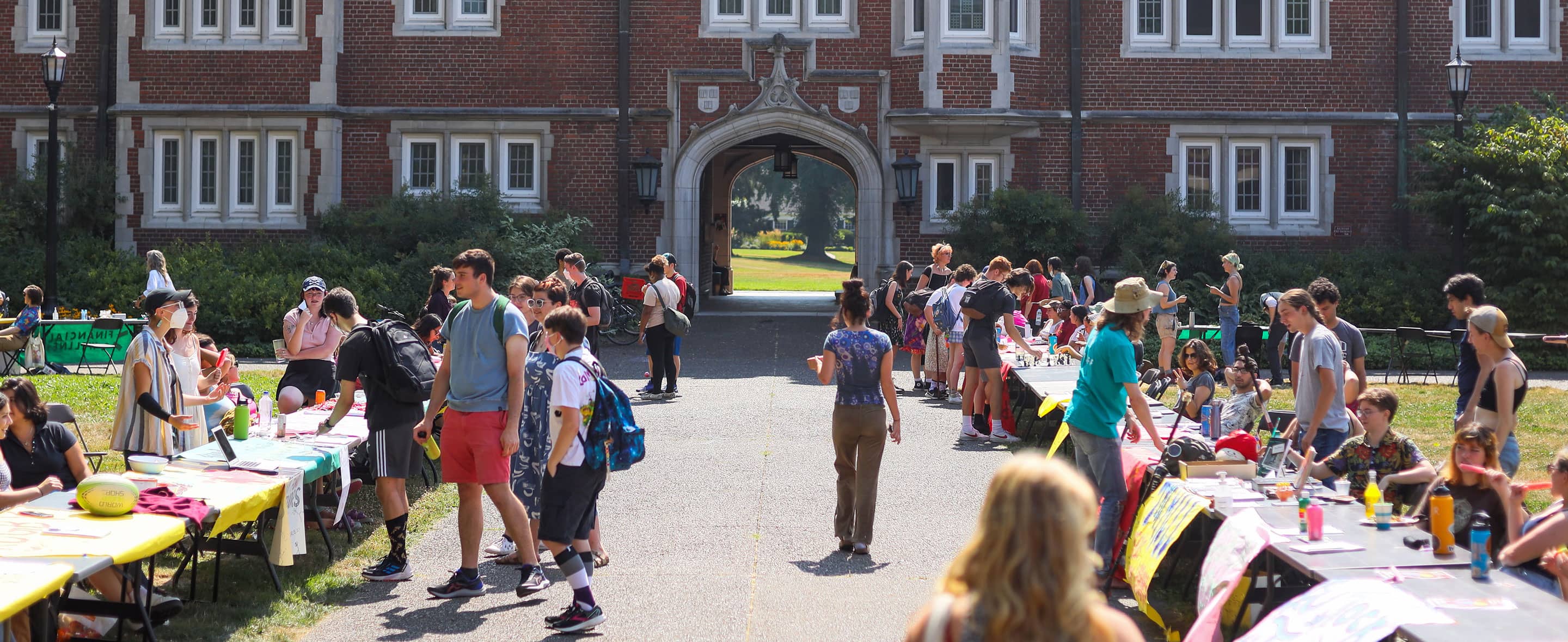 students at an on-campus event at Reed College